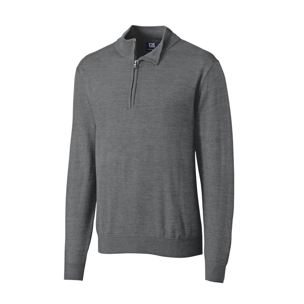 NWT Cutter & Buck Mid Grey Heather Long Sleeve Douglas Half Zip Mock